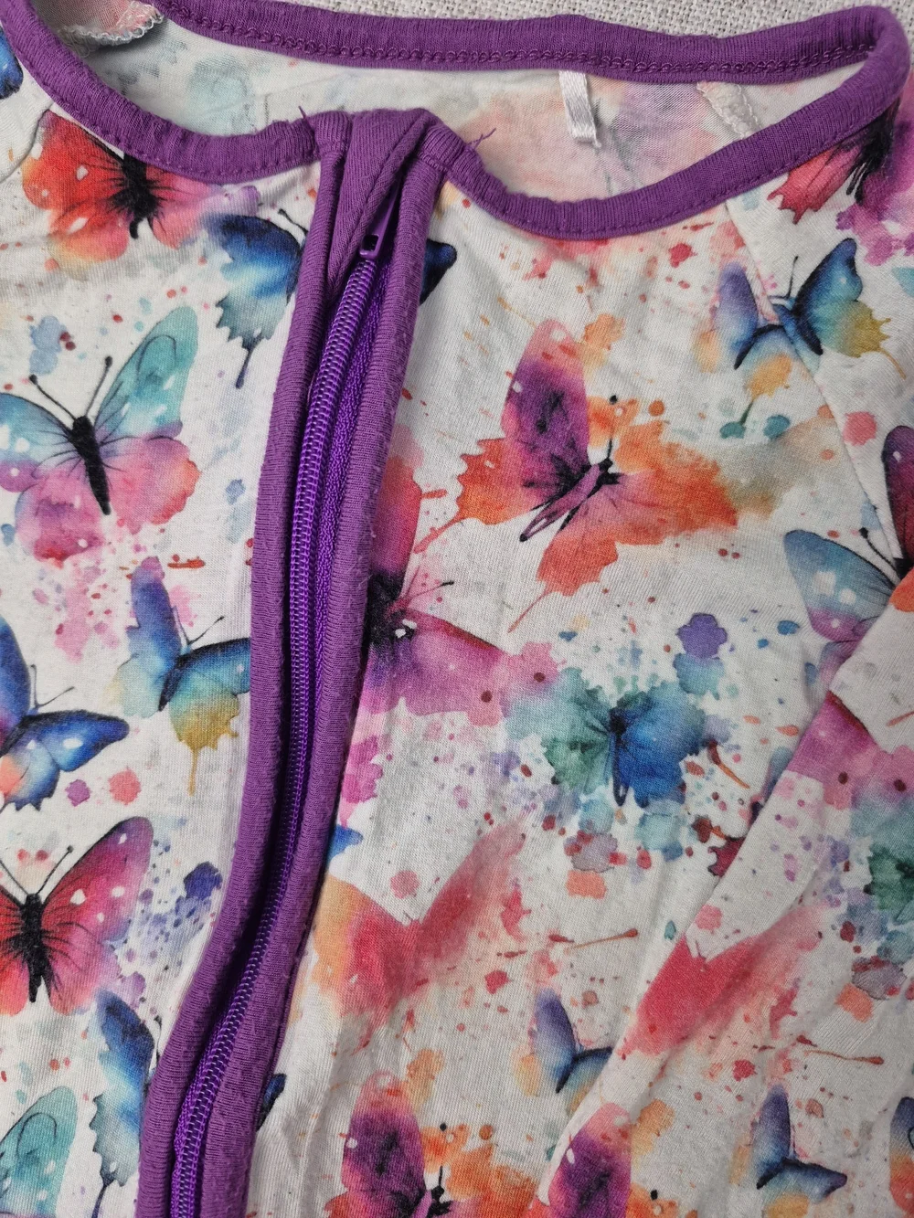 Bamboo Watercolor Butterfly Zip One Piece Romper Pajamas 18-24M